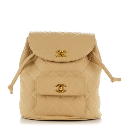 Chanel Lambskin Quilted Backpack Beige 1 of 10