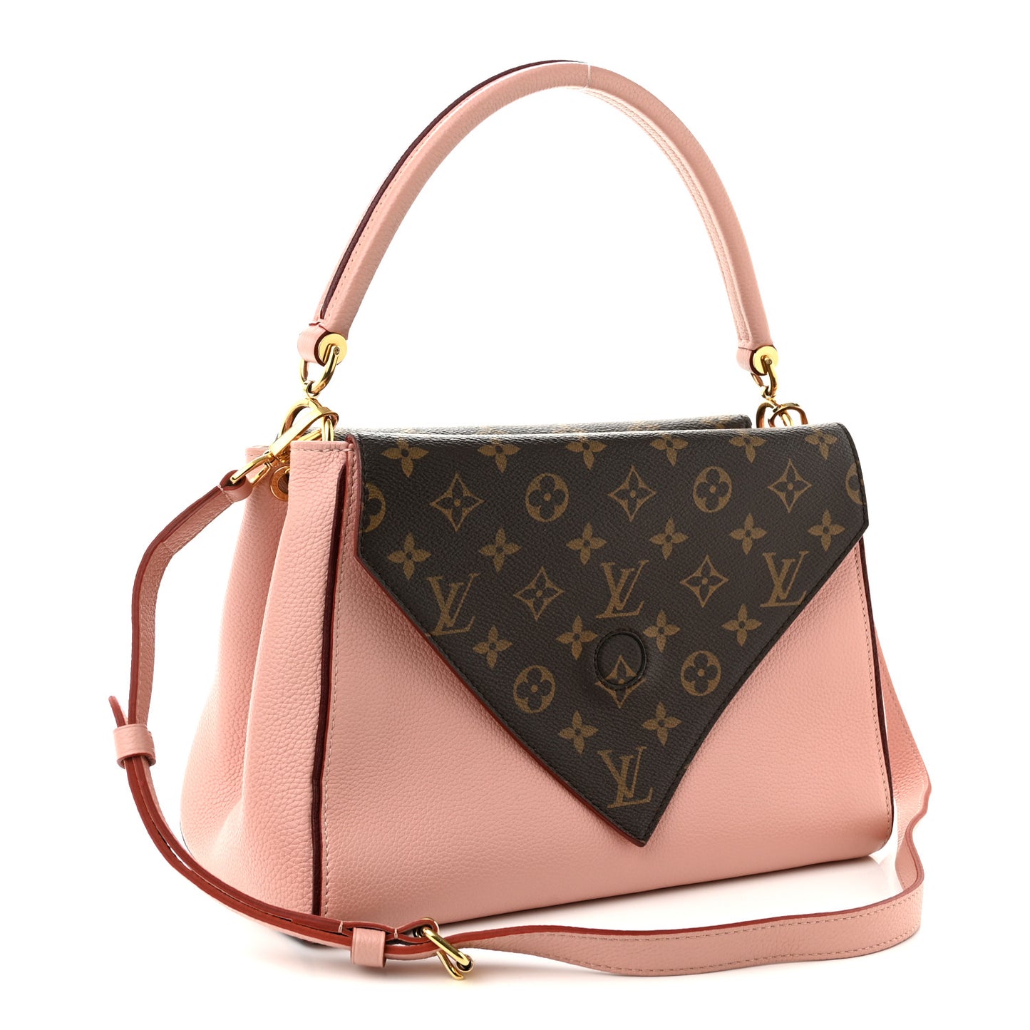 Grained Calfskin Monogram Double V Rose Poudre