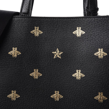 Gucci Grained Calfskin Bee Star Vertical Tote Black 7 of 9