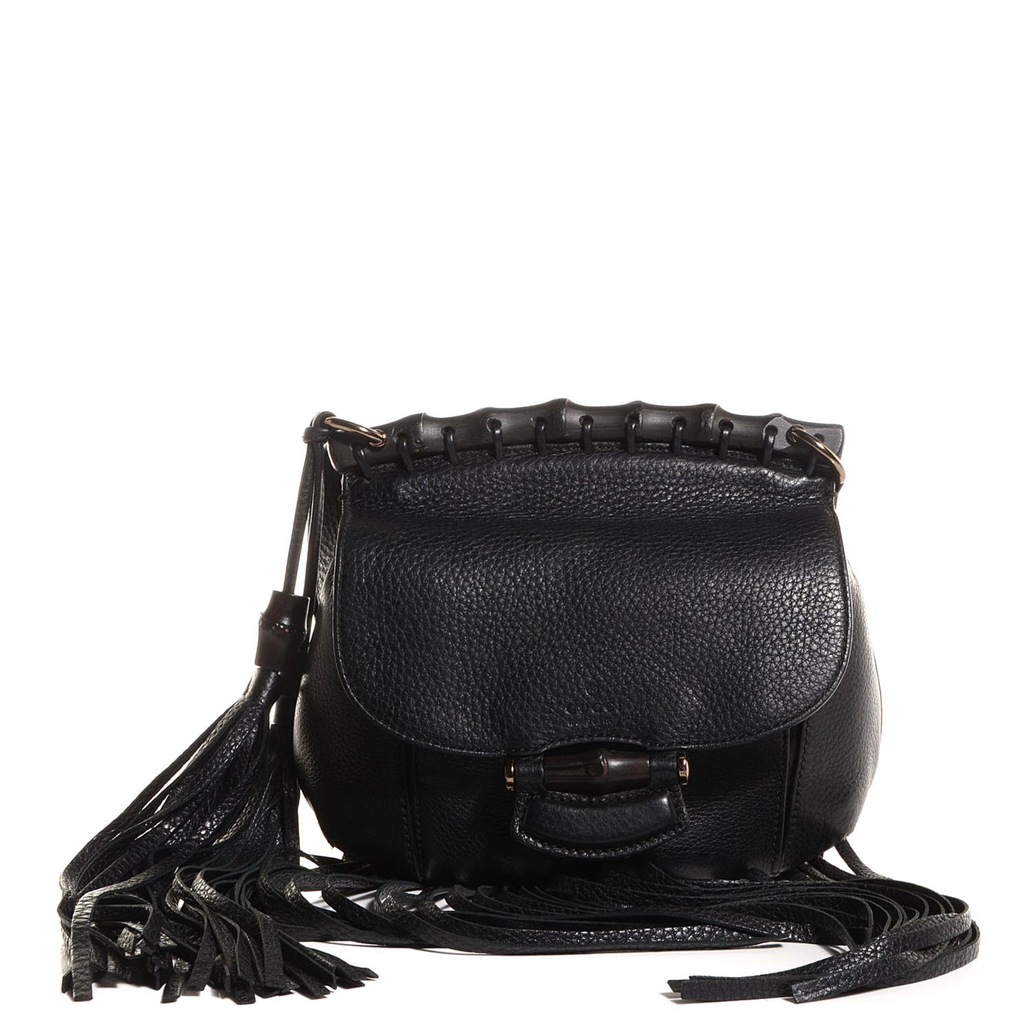 Leather Small Nouveau Fringe Shoulder Bag Black