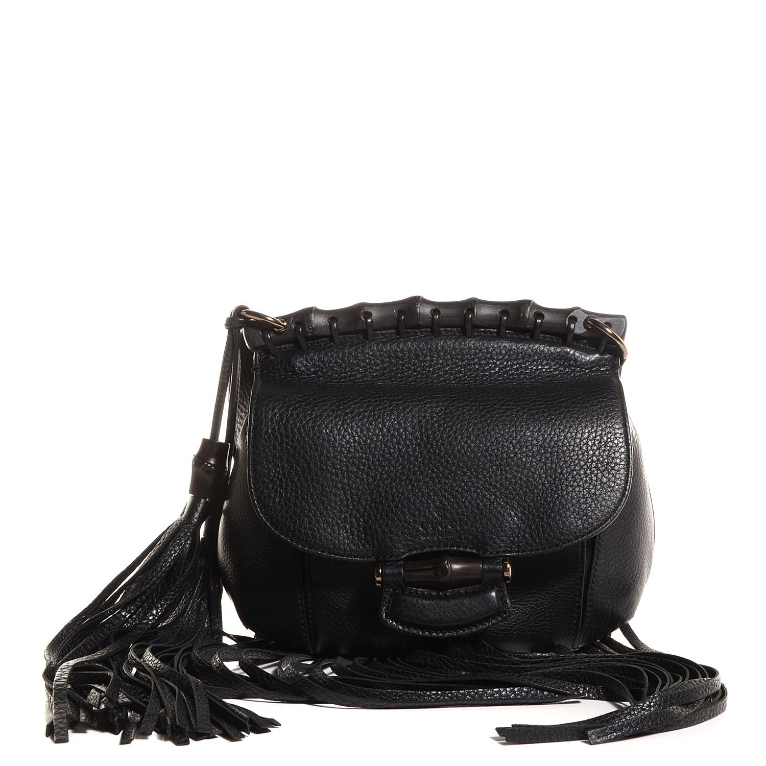 Gucci Leather Small Nouveau Fringe Shoulder Bag Black 1 of 8