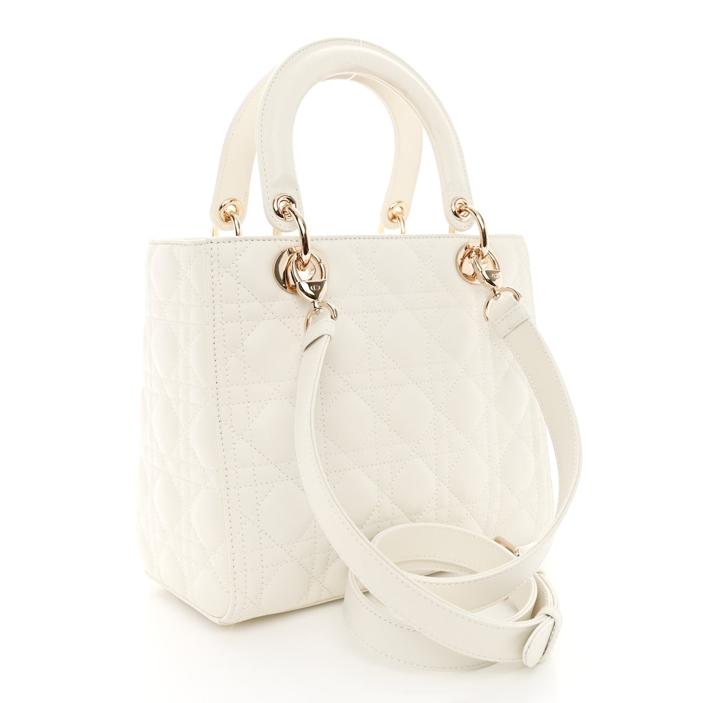 Lambskin Cannage Medium Lady Dior White
