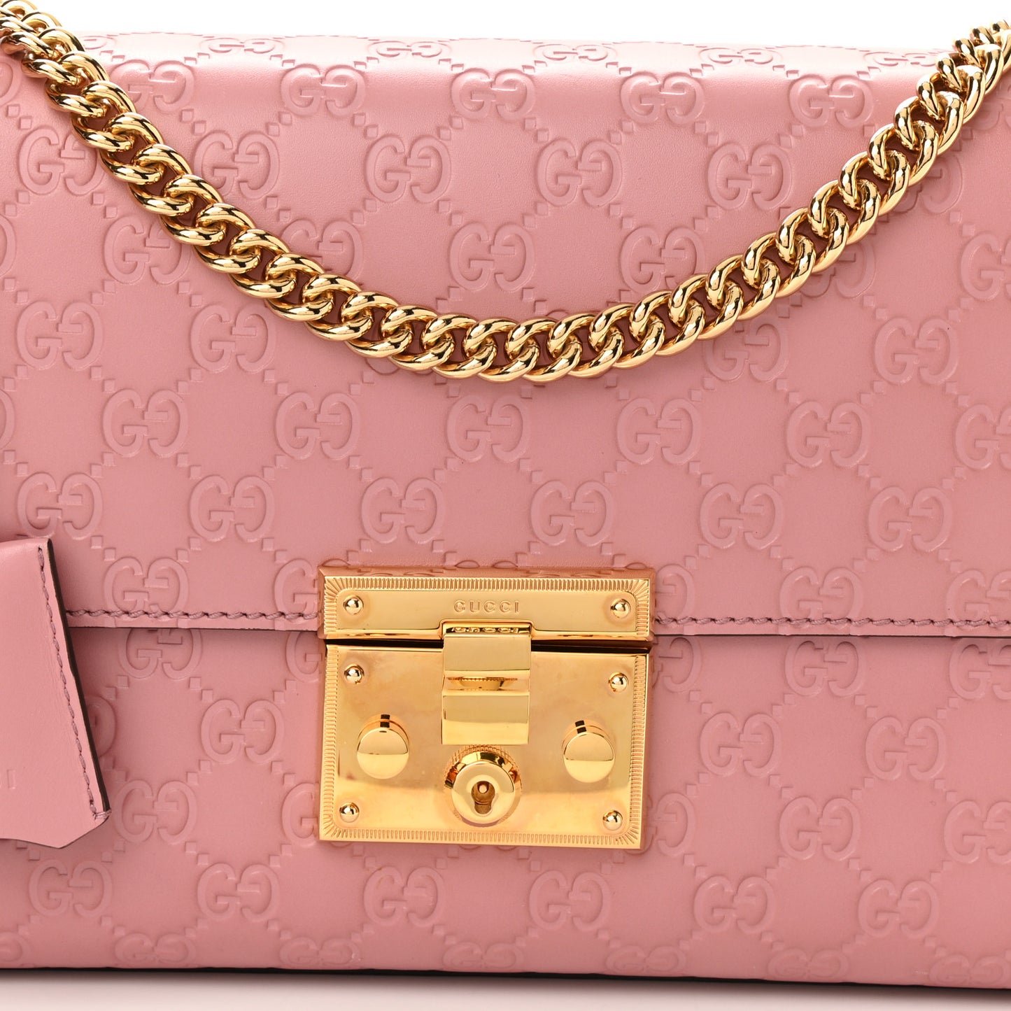 Guccissima Signature Medium Padlock Shoulder Bag Rose Baby Candy