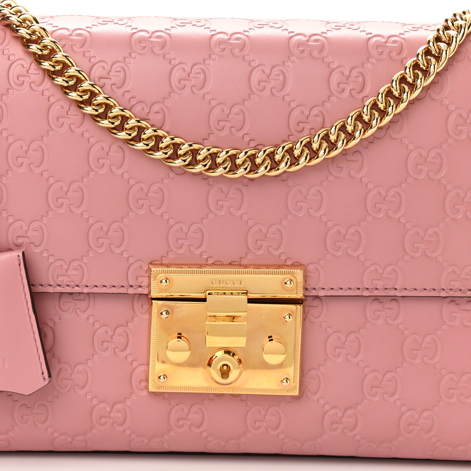 Gucci Guccissima Signature Medium Padlock Shoulder Bag Rose Baby Candy 8 of 10