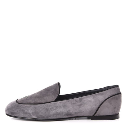 Chanel Suede Calfskin Mocassin CC Flats 39 Grey 1 of 7
