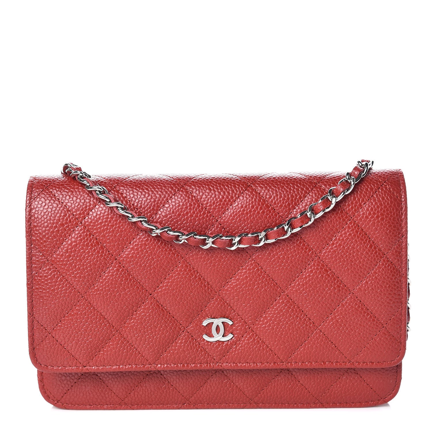 Chanel Caviar Quilted Wallet on Chain WOC Red 1 of 11