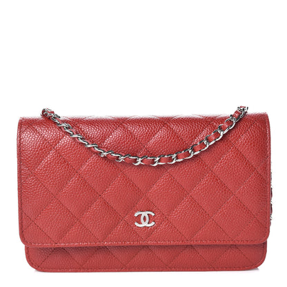 Chanel Caviar Quilted Wallet on Chain WOC Red 1 of 11