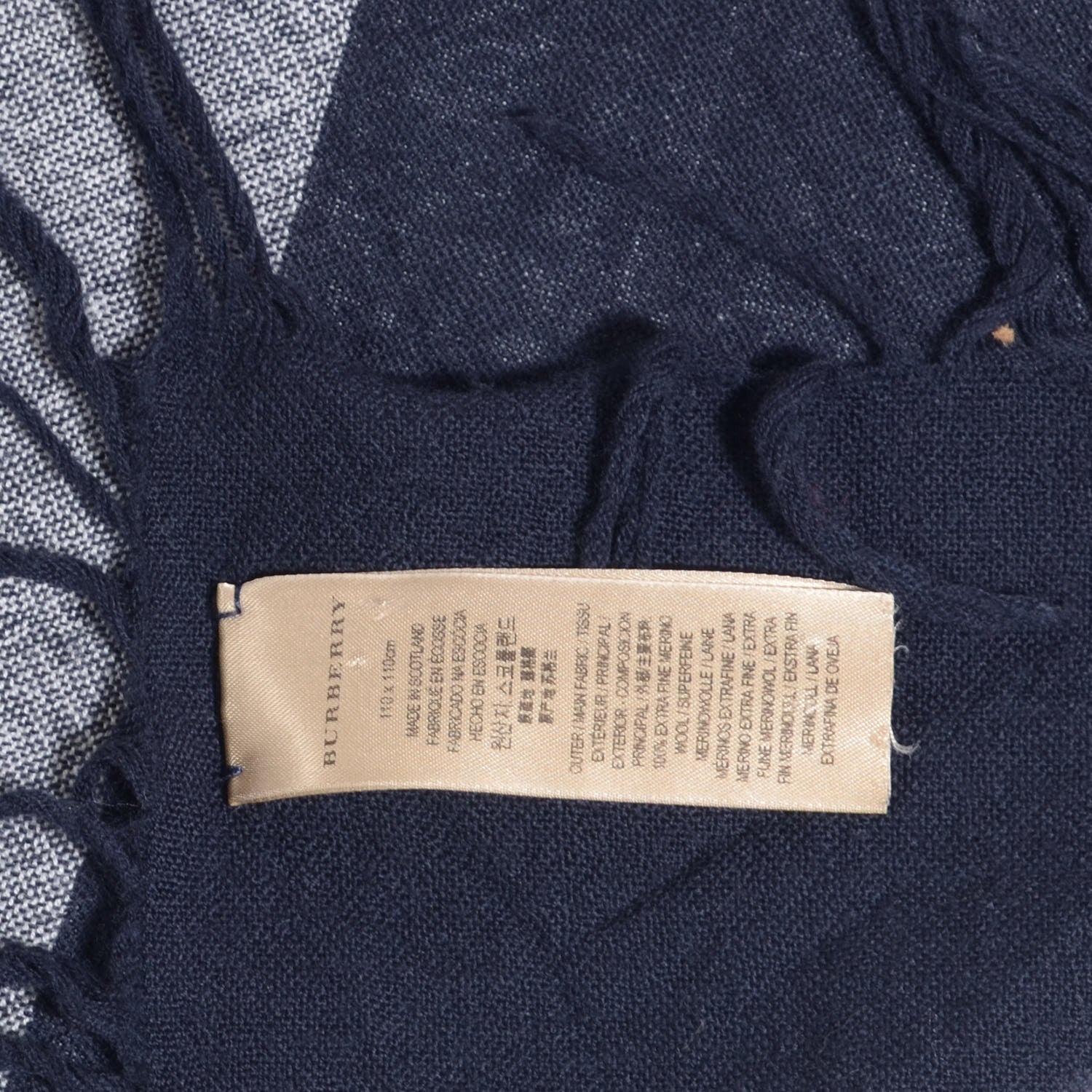 Burberry Merino Wool Check Square Scarf Navy 4 of 4