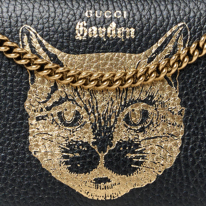 Gucci Dollar Calfskin Garden Mystic Cat Chain Wallet Black 7 of 9