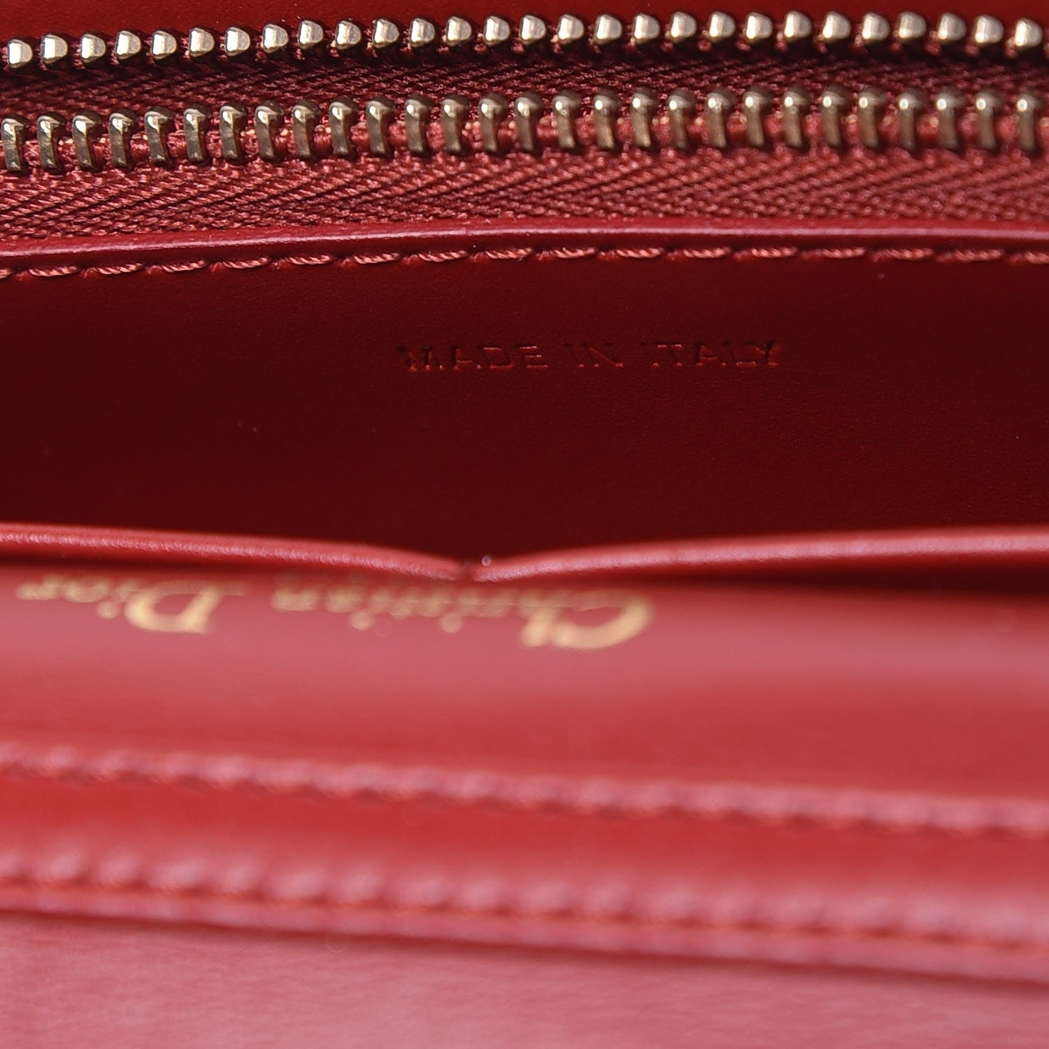 Christian Dior Calfskin Cannage Studded Lady Dior Wallet on Chain Deep Red 7 of 9