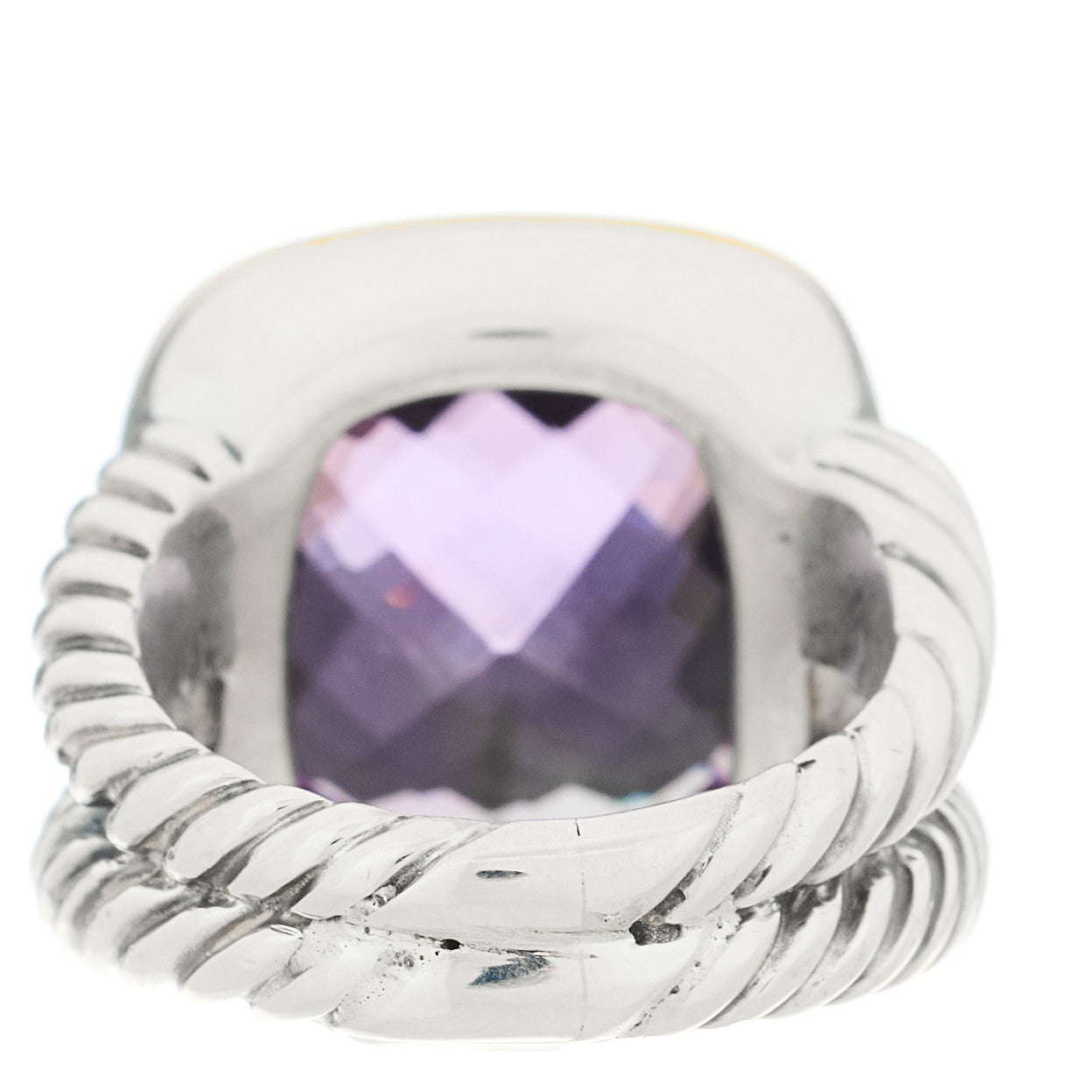 Sterling Silver 18K Yellow Gold Amethyst 14mm Albion Ring 53 6.25