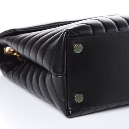 Saint Laurent Calfskin Y Quilted Monogram Large Loulou Chain Satchel Black 9 of 11