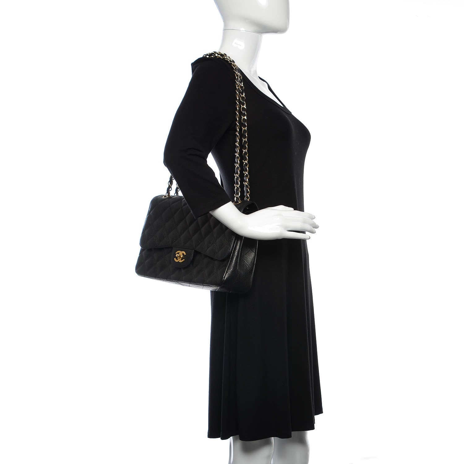 Chanel Caviar Quilted Jumbo Double Flap Black 2 of 9