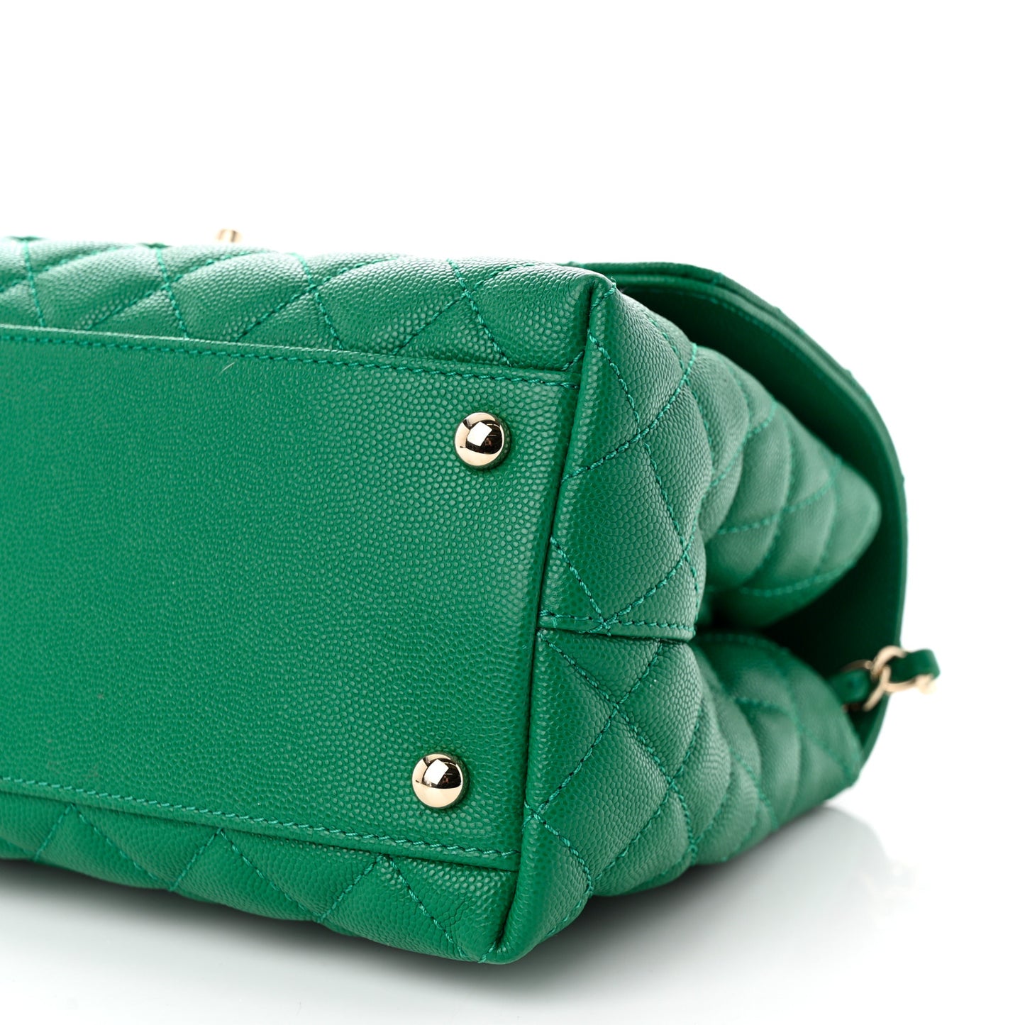 Caviar Quilted Small Coco Handle Flap Green