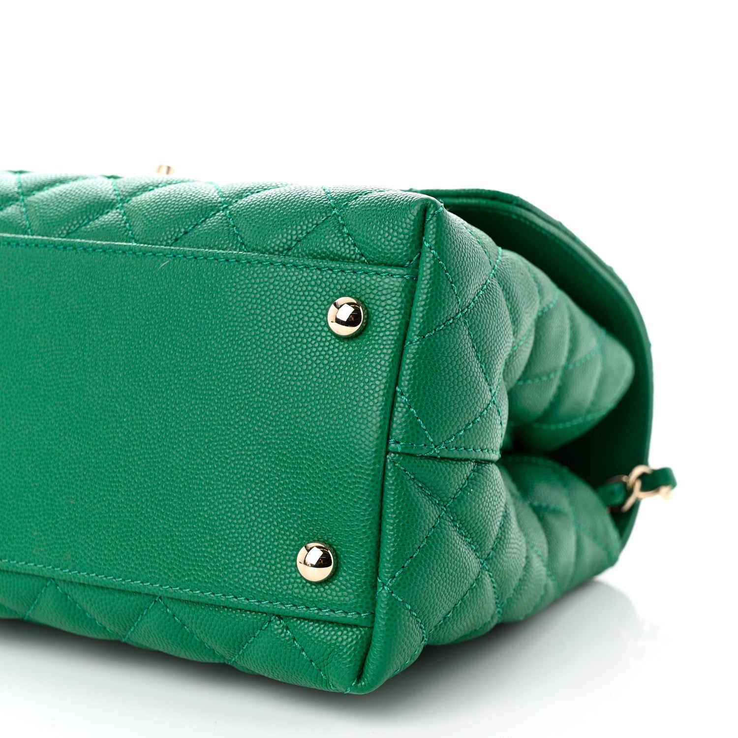 Chanel Caviar Quilted Small Coco Handle Flap Green 10 of 11