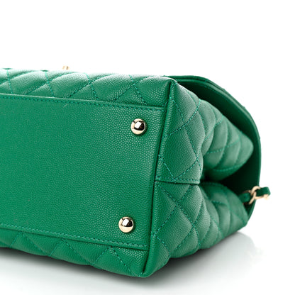 Chanel Caviar Quilted Small Coco Handle Flap Green 10 of 11