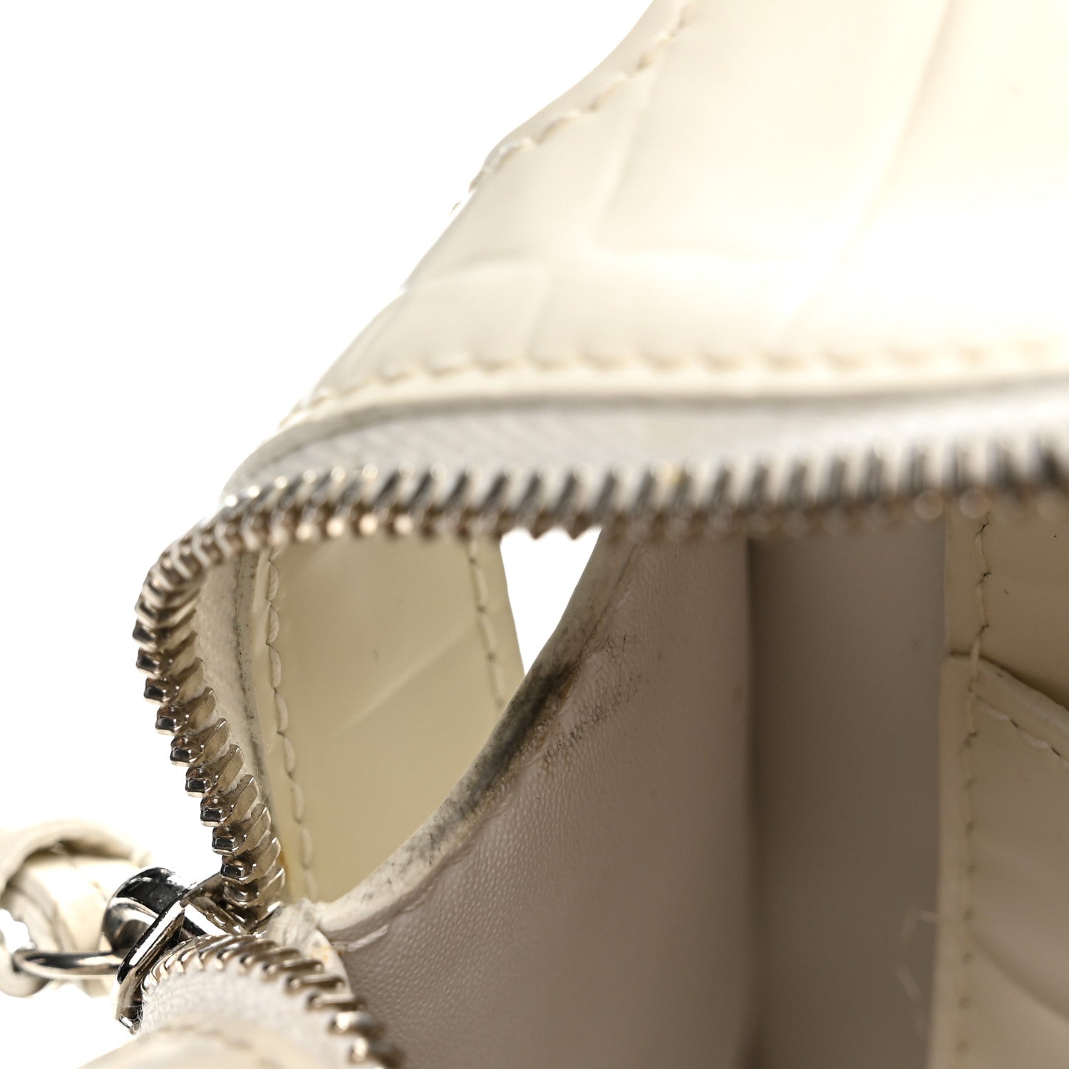 Balenciaga Semi Shiny Calfskin Crocodile Embossed Neo Classic Silver Hardware Mini City White 7 of 14