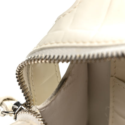 Balenciaga Semi Shiny Calfskin Crocodile Embossed Neo Classic Silver Hardware Mini City White 7 of 14