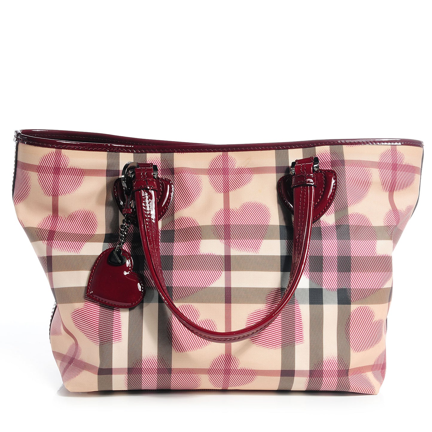 Nova Check Heart Gracie Diaper Tote Berry Red