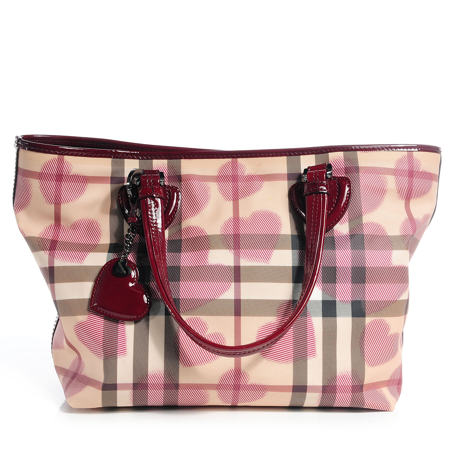 Burberry Nova Check Heart Gracie Diaper Tote Berry Red 3 of 11