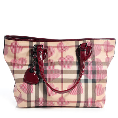 Burberry Nova Check Heart Gracie Diaper Tote Berry Red 3 of 11
