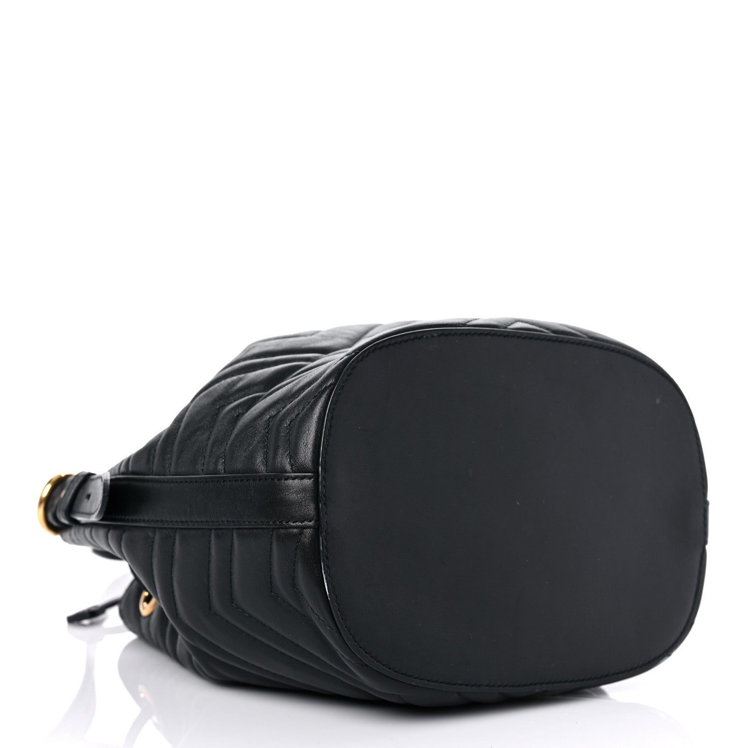 Gucci Calfskin Matelasse Sylvie Web GG Marmont Bucket Bag Black 3 of 16