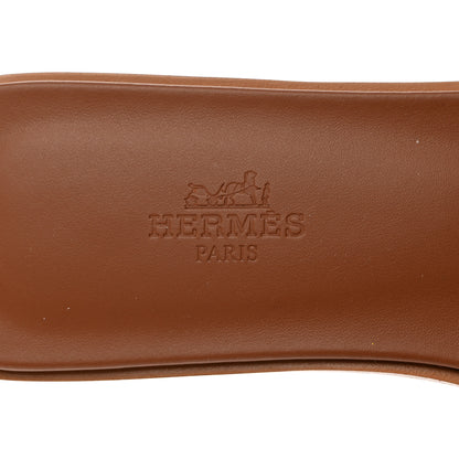 Hermes Box Calfskin Oran Sandals 37.5 Gold 5 of 8