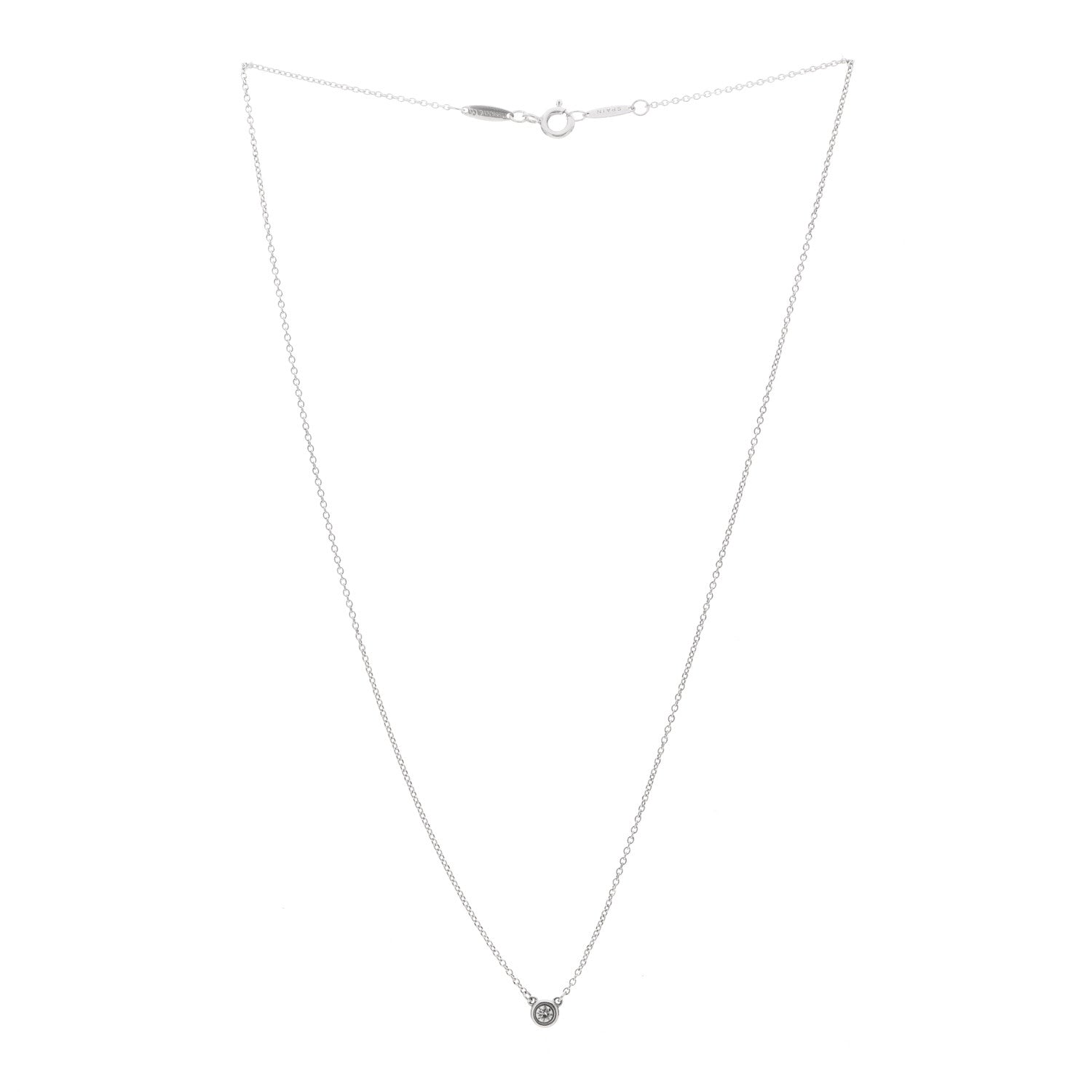 Tiffany Sterling Silver Diamond .05ct Elsa Peretti Diamonds by the Yard Pendant Necklace 3 of 7