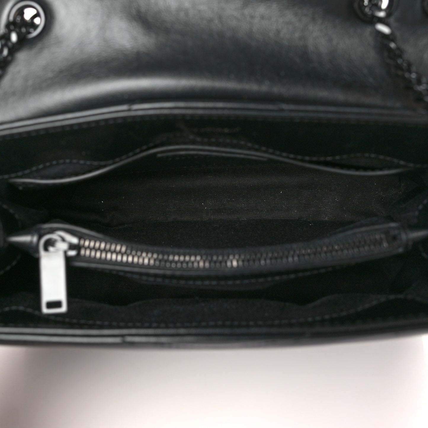Calfskin Y Quilted Monogram Monochrome Small Loulou Chain Satchel Black