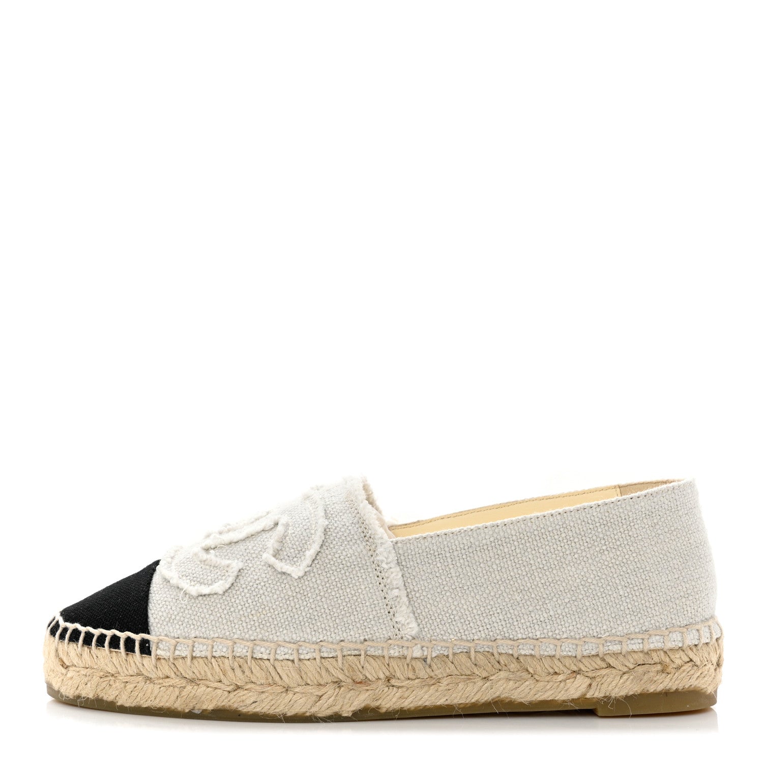 Chanel Linen CC Espadrilles 35 White Black 1 of 9
