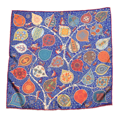 Hermes Silk L'Arbre de Vie Pocket Square Scarf 1 of 5