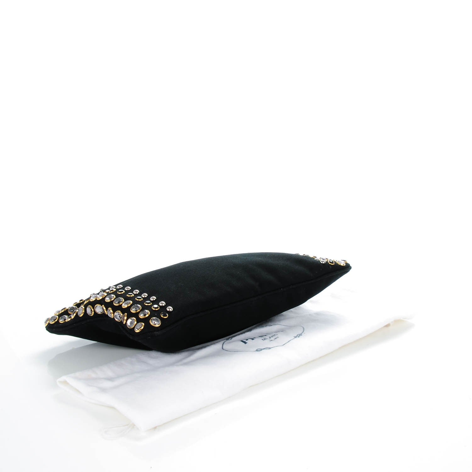 Prada Canapa Studded Clutch Black 4 of 8