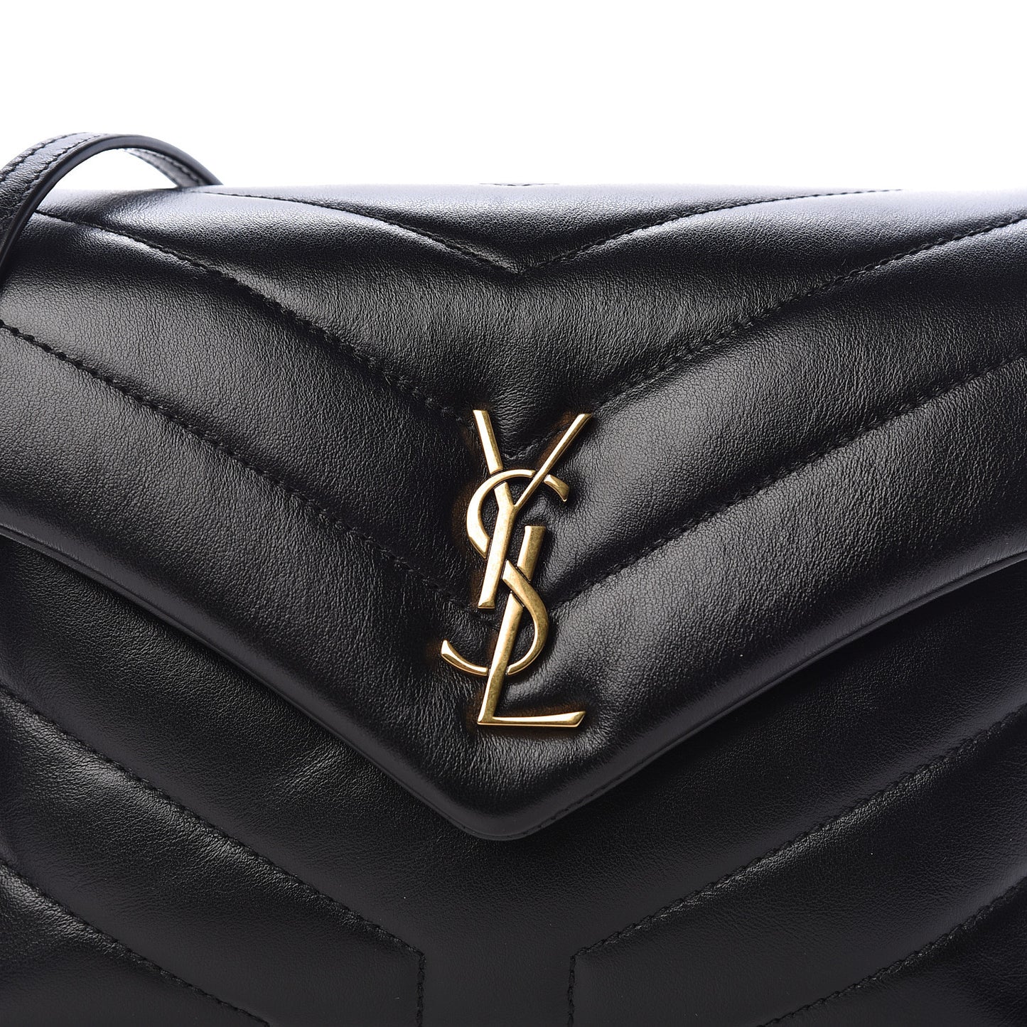 Calfskin Y Quilted Monogram Toy Loulou Crossbody Bag Black