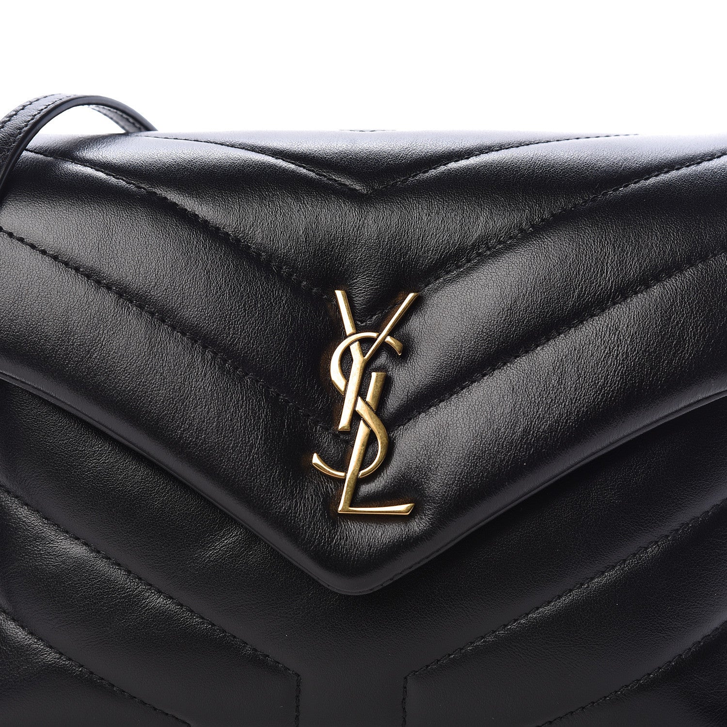 Saint Laurent Calfskin Y Quilted Monogram Toy Loulou Crossbody Bag Black 8 of 11