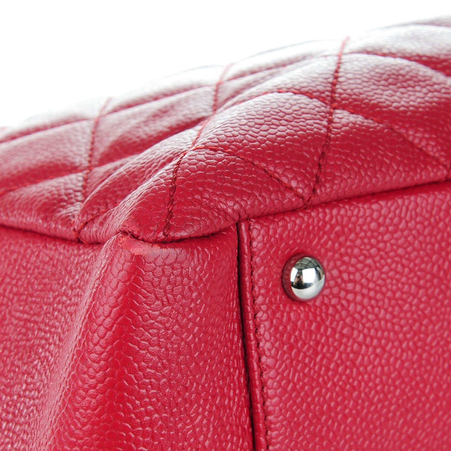 Chanel Caviar Quilted XL Grand Shopping Tote GST Red 5 of 8