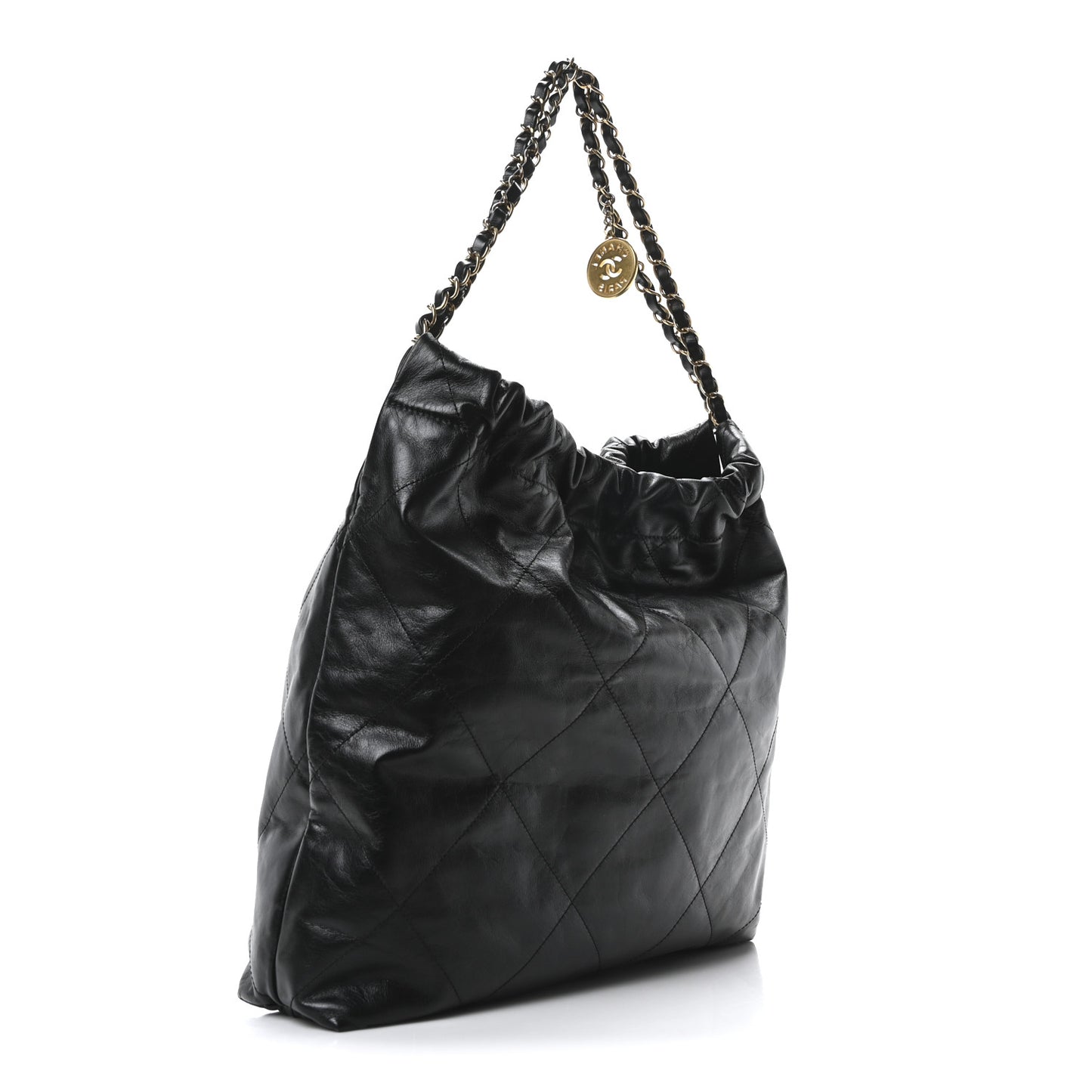 Shiny Calfskin Quilted Chanel 22 Black