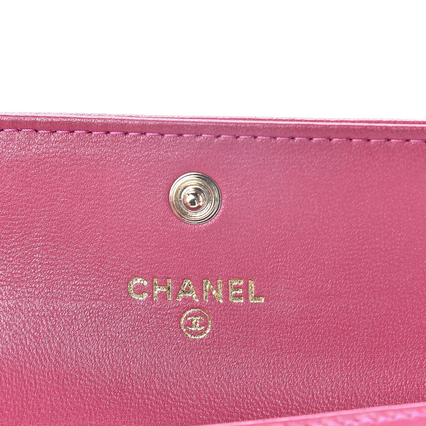 Lambskin Camellia Embossed Flap Card Holder Fuchsia
