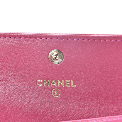 Chanel Lambskin Camellia Embossed Flap Card Holder Fuchsia 6 of 9