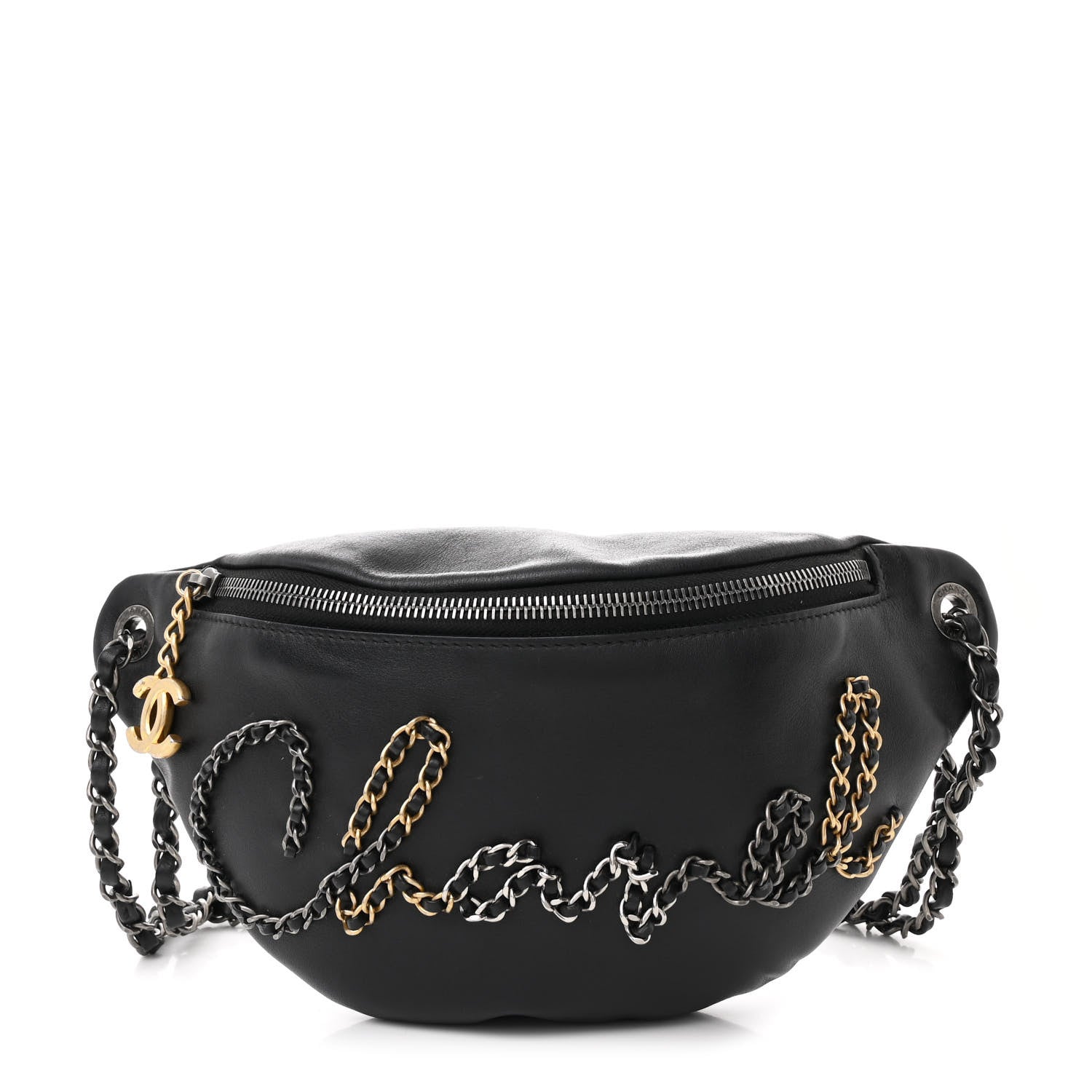 Chanel Calfskin Chain 20s Signe Waist Bag Black 1 of 10