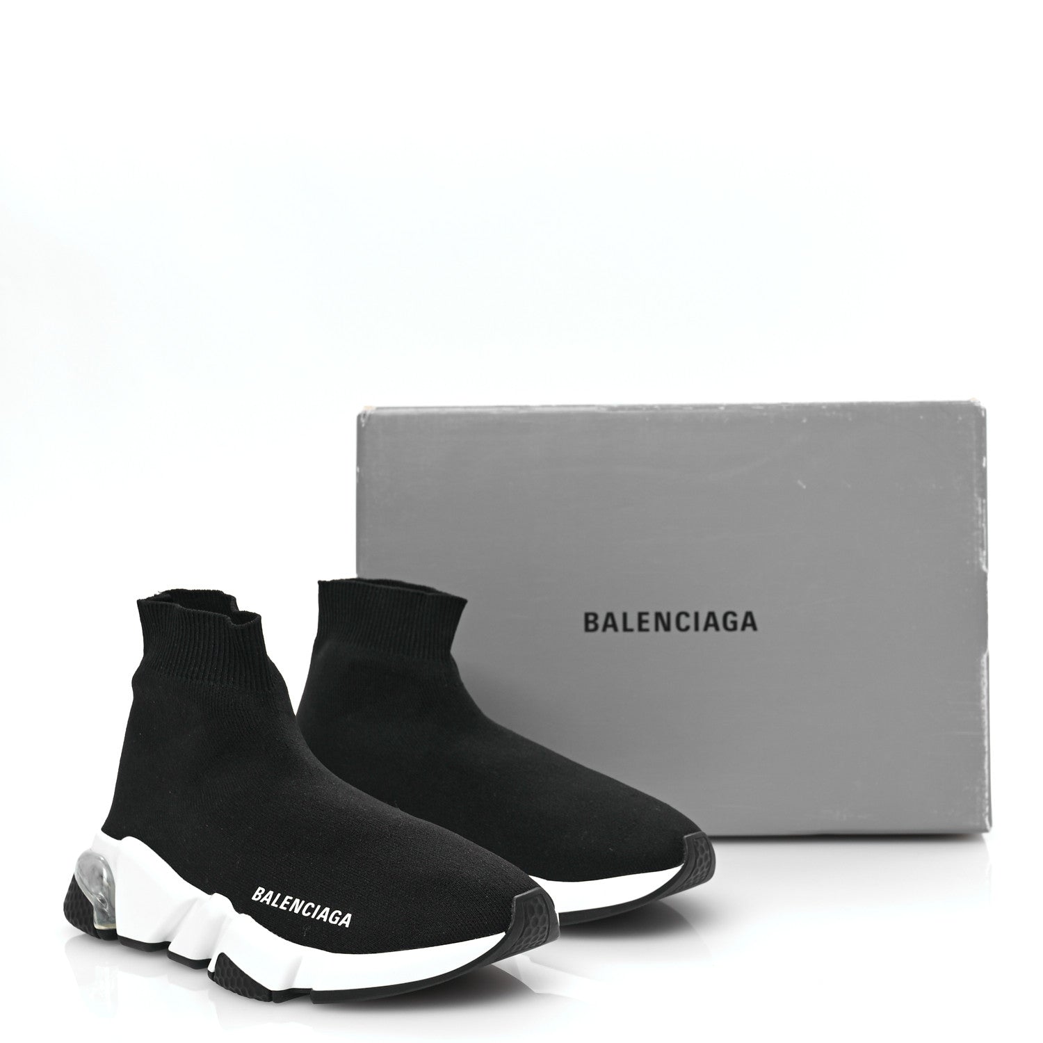 Balenciaga Neoprene Knit Womens Speed Clear Sole Sneakers 36 Black White 8 of 8