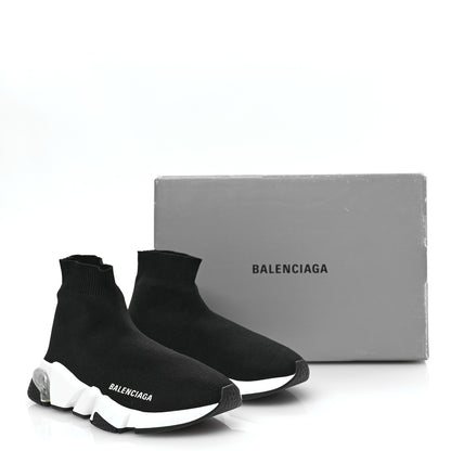 Balenciaga Neoprene Knit Womens Speed Clear Sole Sneakers 36 Black White 8 of 8