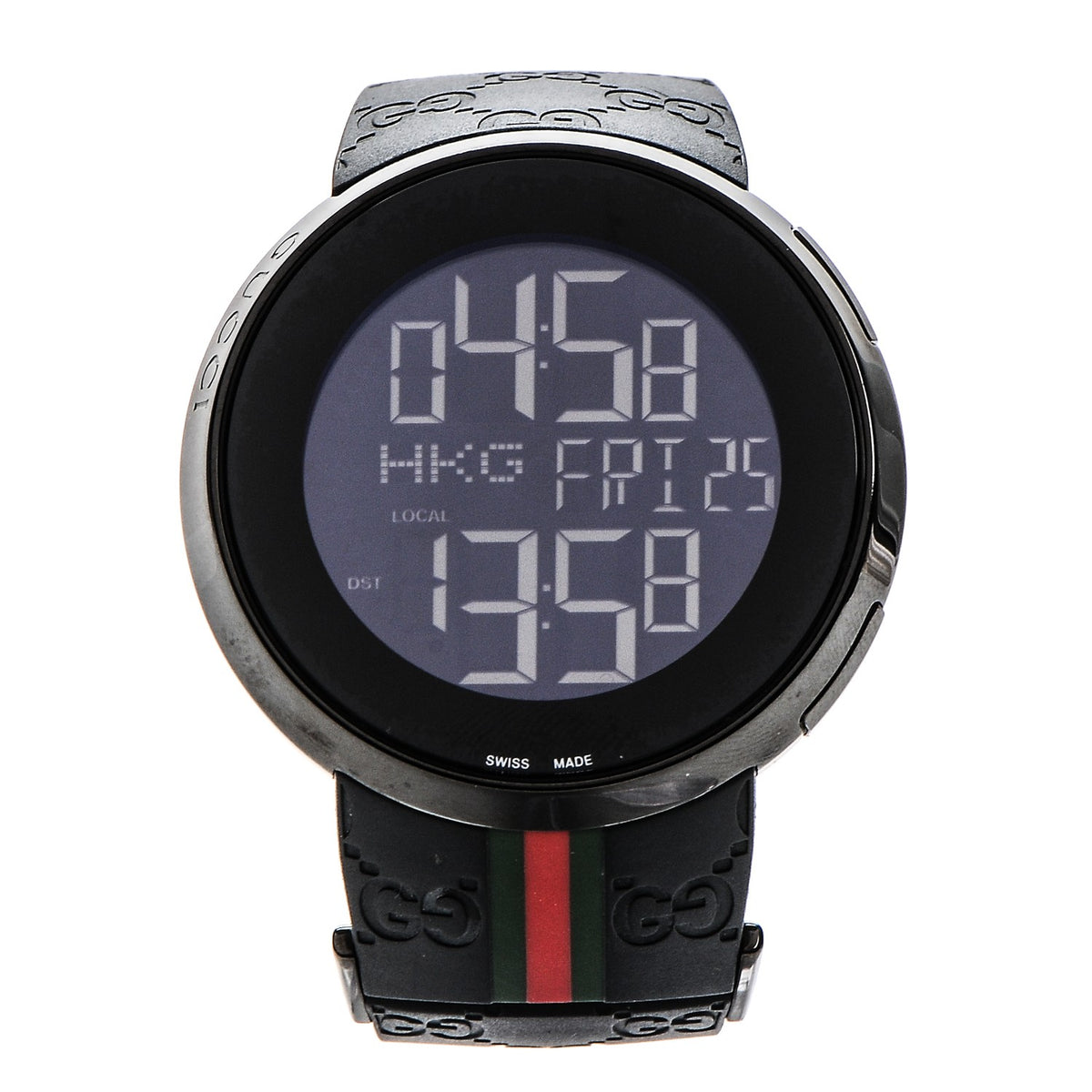 Stainless Steel Rubber 45mm Digital I-Gucci Web Watch Black