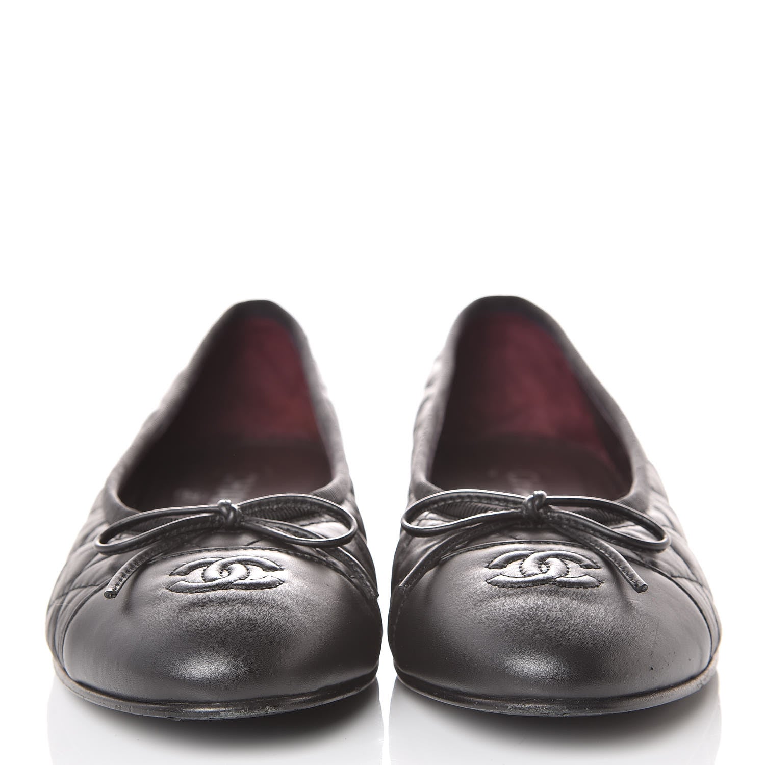 Chanel Aged Calfskin Quilted CC Cap Toe Ballerina Flats 39.5 Black 2 of 15