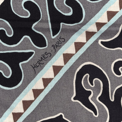 Hermes Cashmere Silk Appaloosa Des Steppes Shawl 140 Naturel Marron Ciel 2 of 4