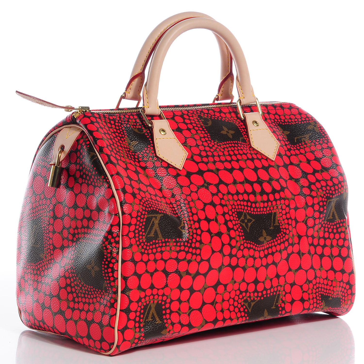 Louis Vuitton Monogram Kusama Town Speedy 30 Red 3 of 7