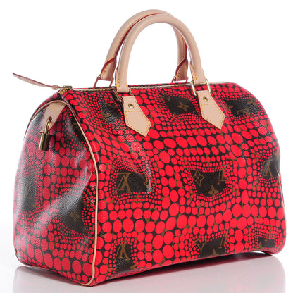 Louis Vuitton Monogram Kusama Town Speedy 30 Red 3 of 7