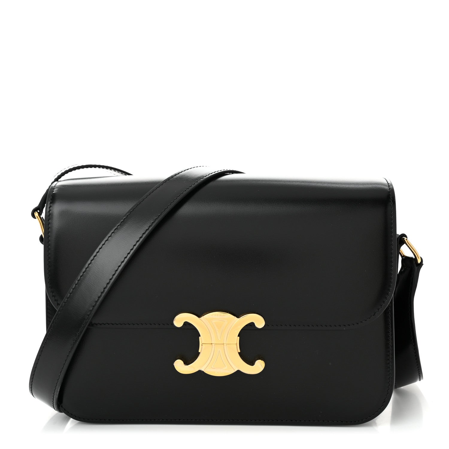 Celine Shiny Calfskin Medium Triomphe Black 1 of 10
