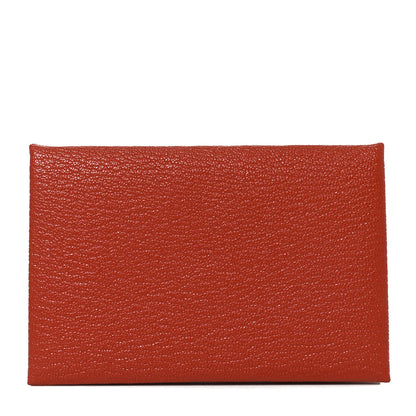 Hermes Chevre Mysore Calvi Card Case Brique 1 of 8