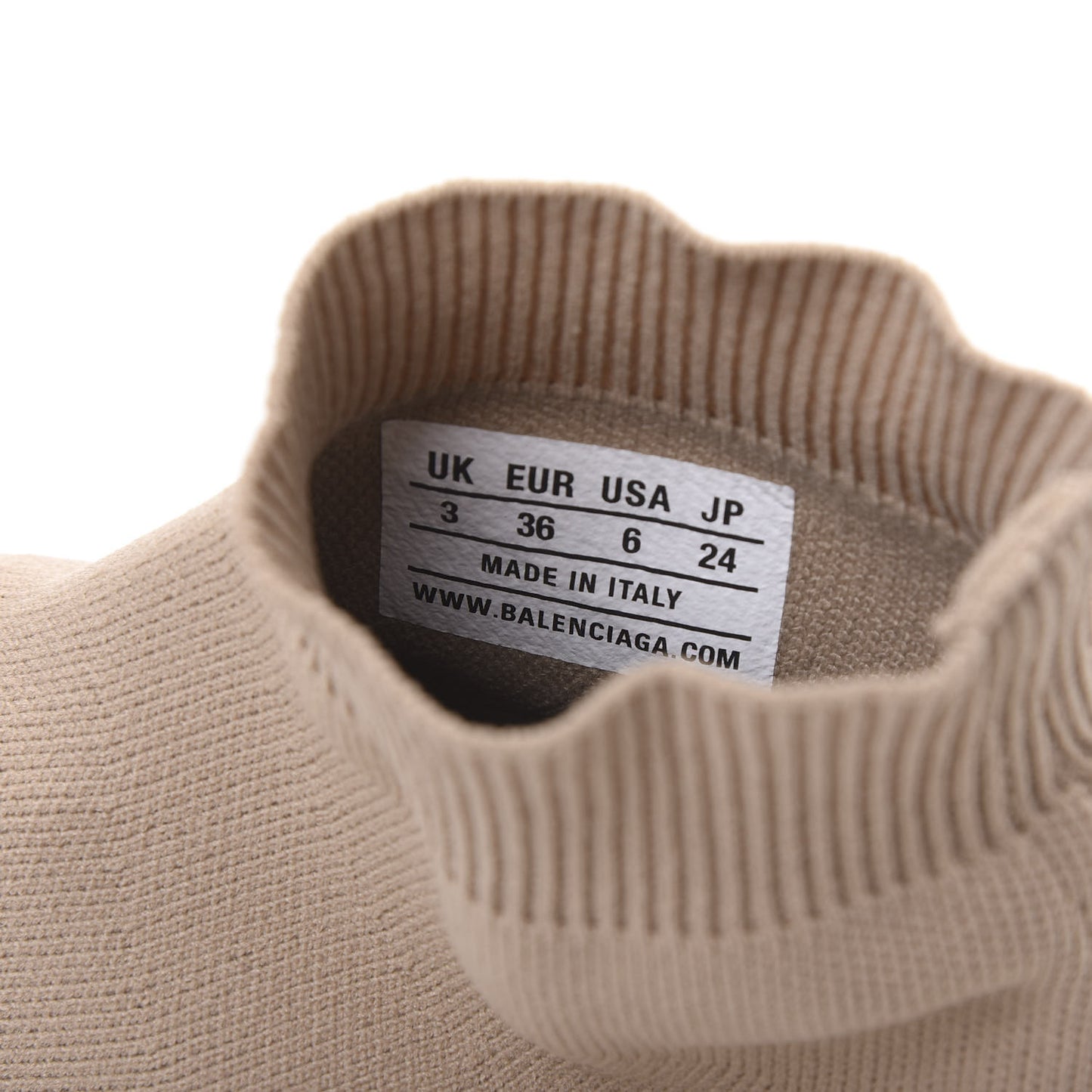 Neoprene Knit Bi-Color Sole Womens Speed Sneakers 36 Beige White Black