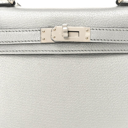 Hermes Metallic Chevre Chamkilight Mini Kelly Sellier 20 Argent 7 of 10